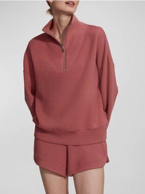 Varley Hawley Doublesoft Half Zip Mauve Sweatshirt Pullover Womens L